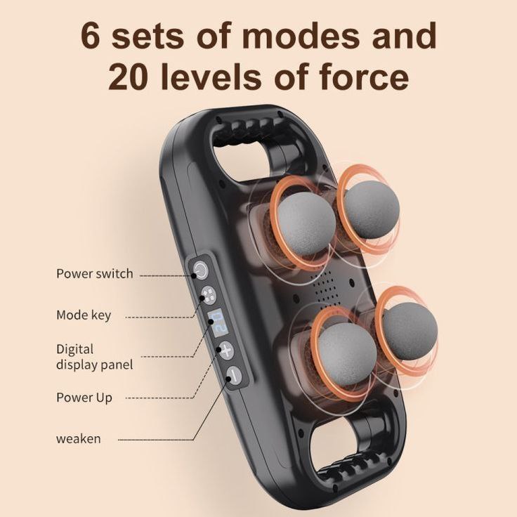 Pistolet 4 têtes Relaxation musculaire Massage de qualité professionnelle sans fil lombaire dos masajeador Vibration profonde à haute fréquence – Image 3