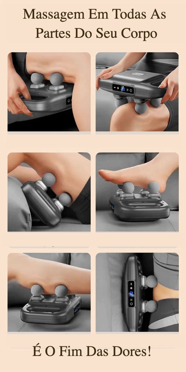 Pistolet 4 têtes Relaxation musculaire Massage de qualité professionnelle sans fil lombaire dos masajeador Vibration profonde à haute fréquence – Image 4
