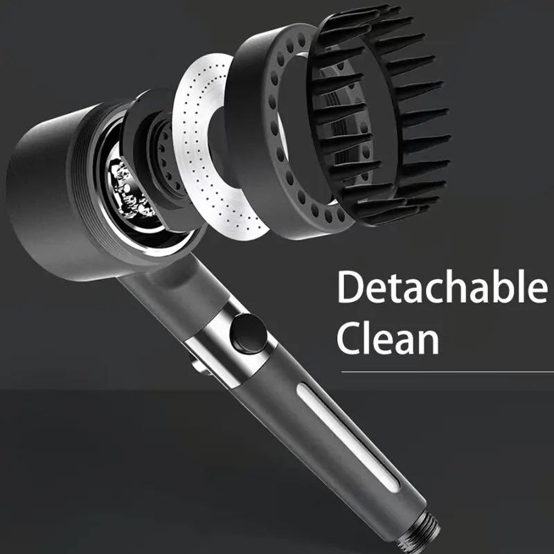 Pomme de douche à 4 modes, Pomme de douche à haute pression, Pomme de douche à massage à l’eau One Key Stop avec élément filtrant, Accessoires de salle de bain – Image 2