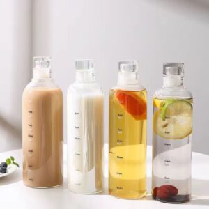 Bouteille d’eau motivante YY avec marqueur de temps Bouteilles d’eau esthétiques claires et saines avec temps pour boire Bouteille d’eau horaire en verre réutilisable, sans BPA - pour la salle de sport, les sports de plein air, 26,5 oz