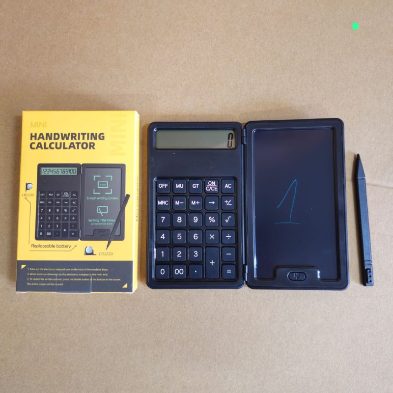 Calculatrice pliable et tablette d'écriture LCD 6 ", bloc-notes à dessin numérique avec stylet, bouton d'effacement, serrure pour l'école, le bureau et les affaires – Image 2