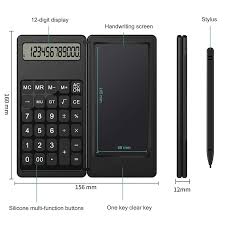 Calculatrice pliable et tablette d'écriture LCD 6 ", bloc-notes à dessin numérique avec stylet, bouton d'effacement, serrure pour l'école, le bureau et les affaires – Image 3