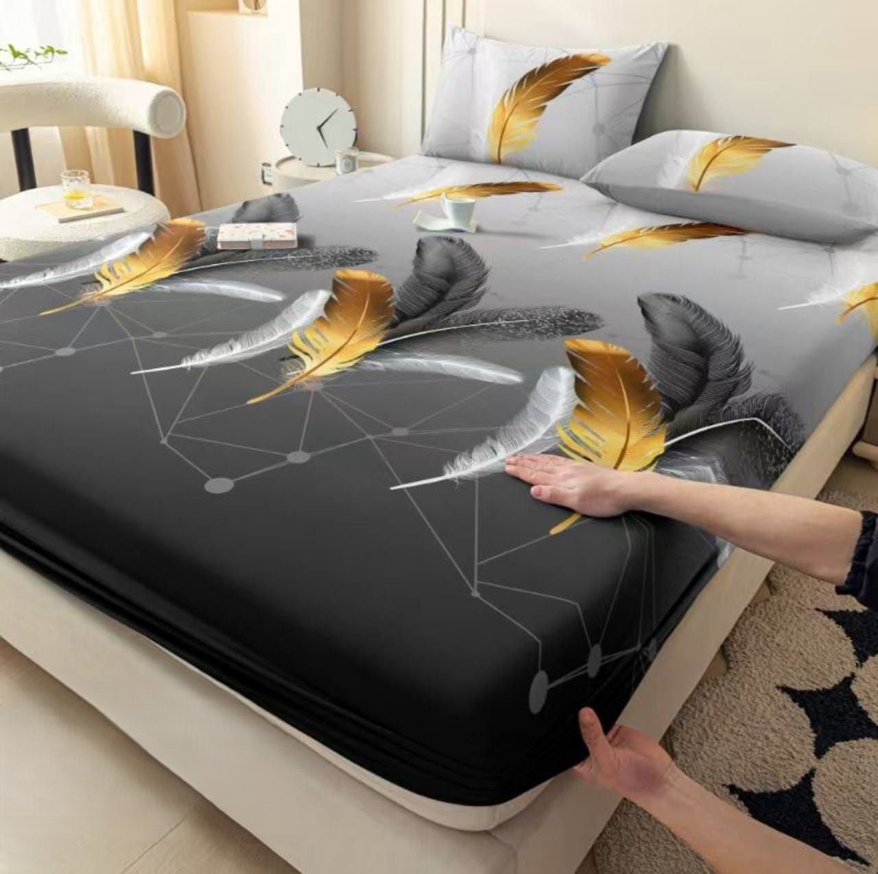 Parure de Lit 3 Pièces – Tissu Élastique Premium – Motifs Élégants – Image 5