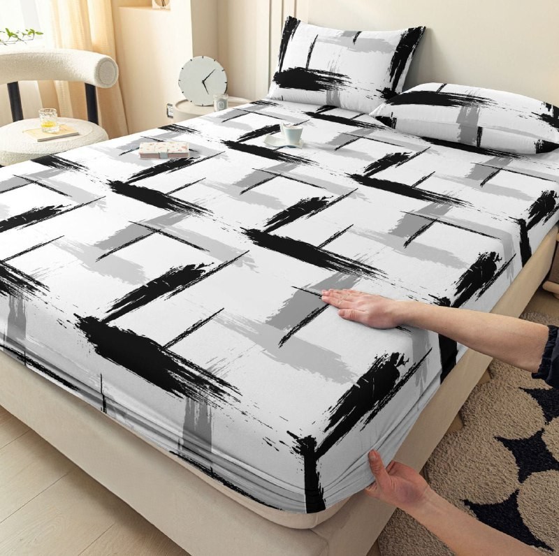 Parure de Lit 3 Pièces – Tissu Élastique Premium – Motifs Élégants – Image 22