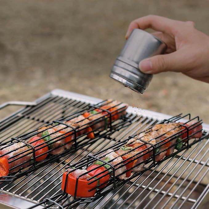 Pack de 4 Mir à griller portable en acier inoxydable pour BBQ, antiadhésif, gril, maille pour viande, hamburger, outils – Image 4