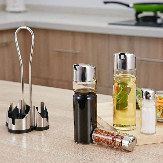 Ensemble de 4 distributeurs d’épices de luxe en verre et acier pour la cuisine – Image 2