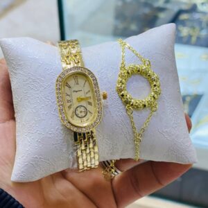 Pack Montres & Bracelet à quartz en acier inoxydable pour femmes, montre-bracelet en or, horloge, bracelet, robe pour dames, 600 montres, marque de luxe, nouveau